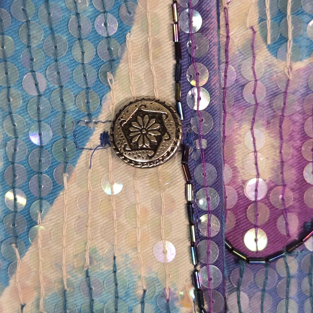 Sandy Starkman Dazzler Sequin Beaded Jacket XL Blue Purple Art to Wear - Picture 5 of 9